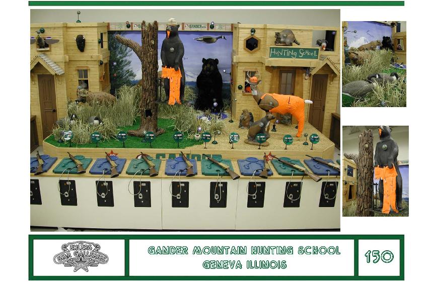 This is a blown up picture of the 150 Gallery located in Gander Mountain Store it has a hunting school theme, click here go back to Unique Design List