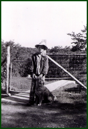 Picture of President , Stephen P. Ehlers when he was 12, its a black and white picture with his dog